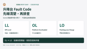 租機易升降台 Fault Code 對照:Genie LL、OL與LO操作提示